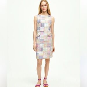 Brooks Brothers Cotton Madras Patchwork Sheath Retro Summer Office‎ Preppy Dress